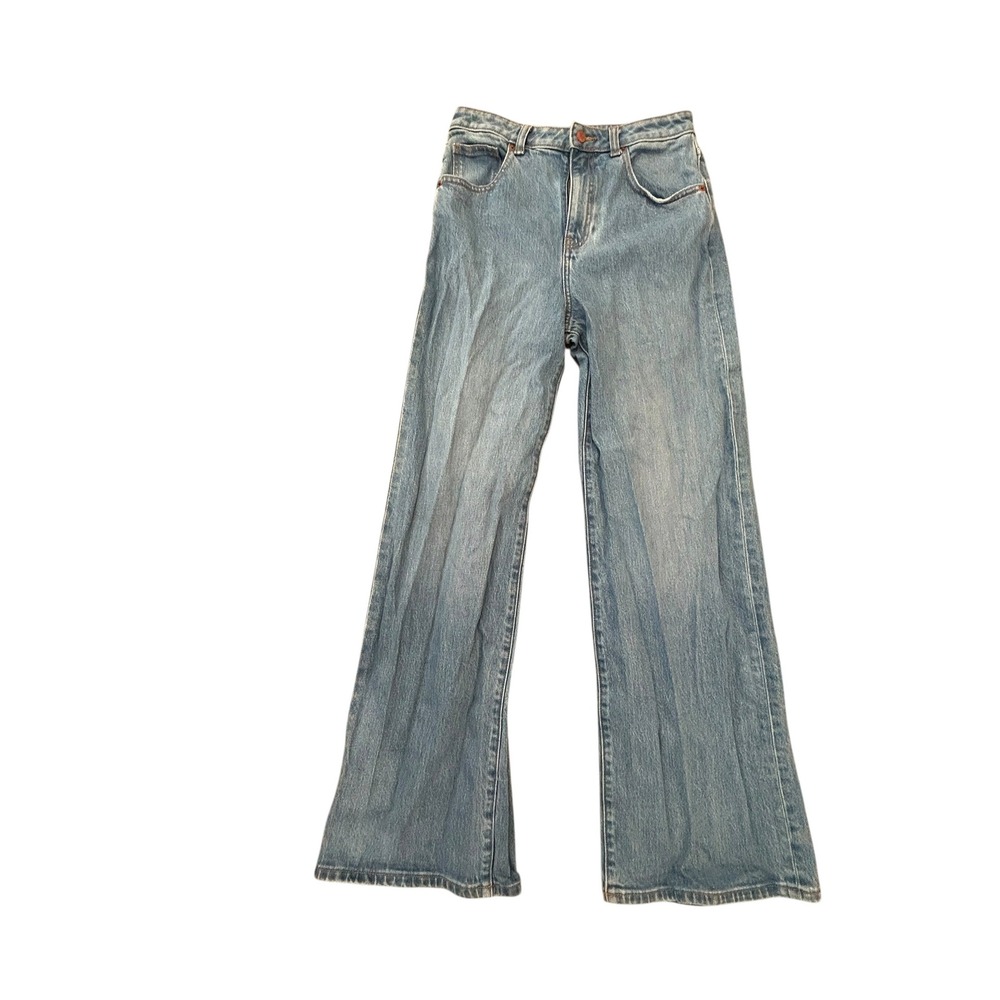 PINK Victoria's Secret High Waisted Wide Leg Jeans Light Wash Denim Size 6